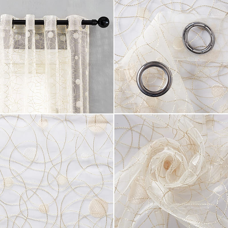 Rideau Voilage Beige Nids d'Oiseaux Nature Chic