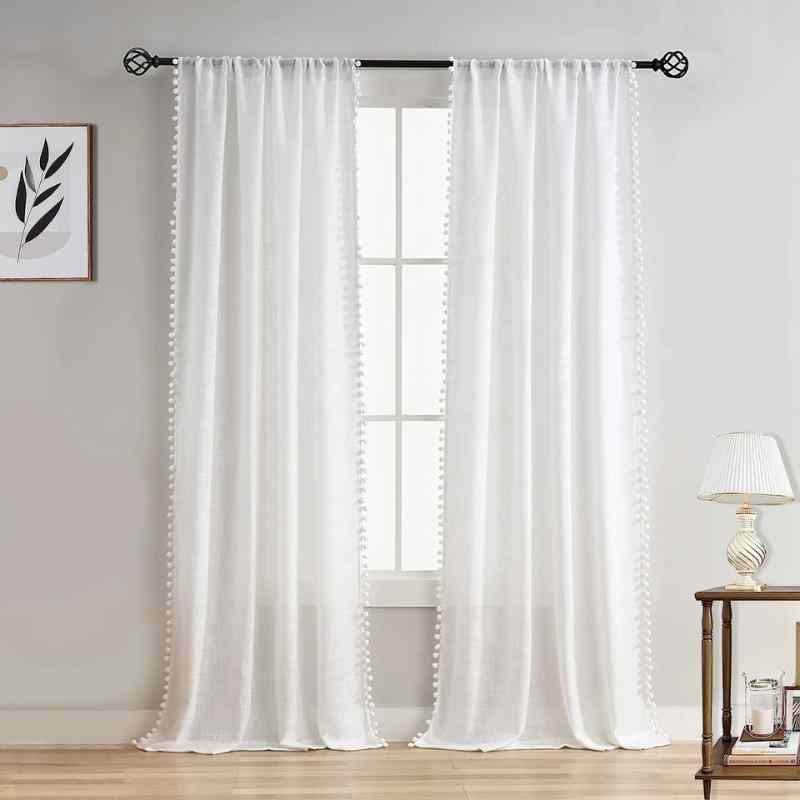 Rideau voilage blanc effet lin - Collection Linpur