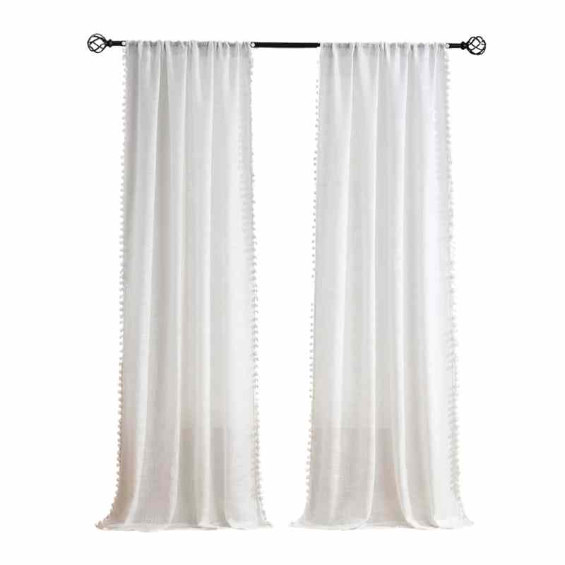 Rideau voilage blanc effet lin - Collection Linpur