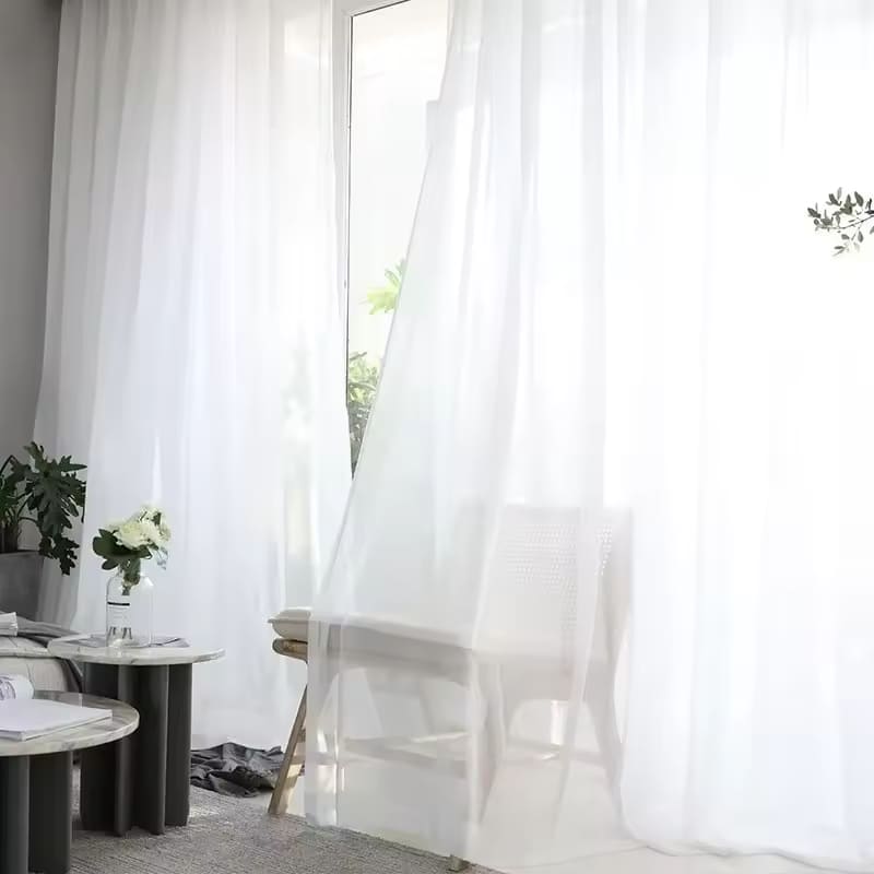 Rideau Voilage - Effet Velours Blanc