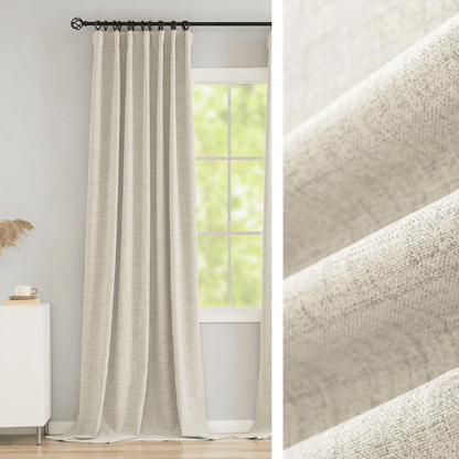 Rideau 100% Occultant Beige - Grande Largeur et Hauteur