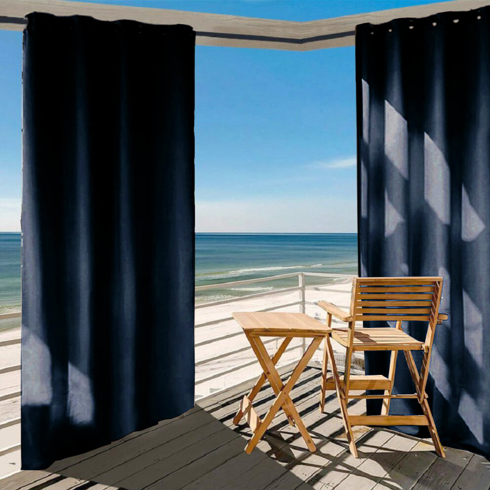 Rideau d'Extérieur Karom Bleu Foncé Premium