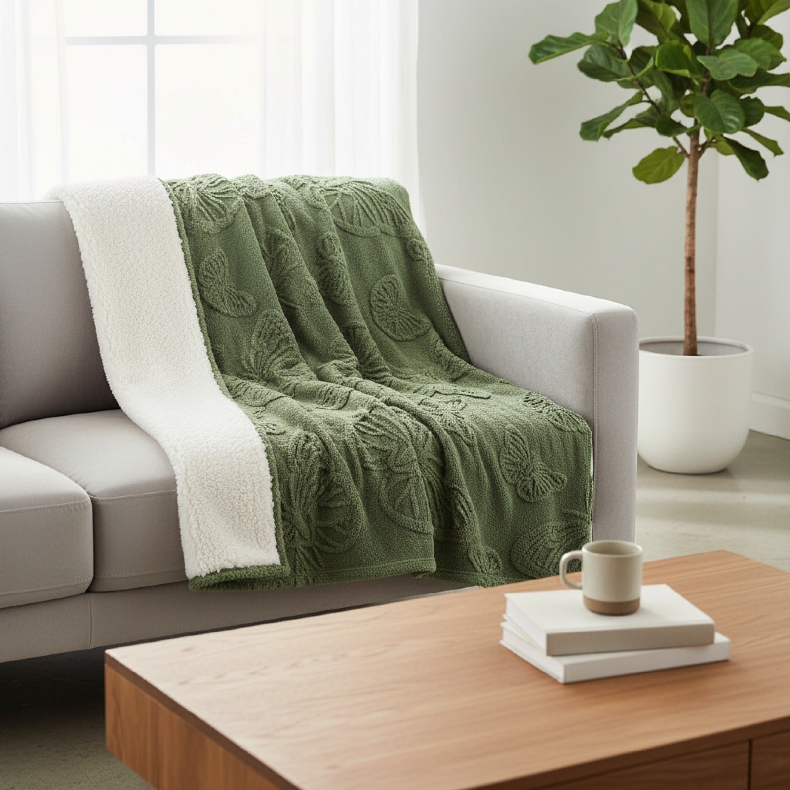 Couverture Sherpa Polyester Tricoté Douce et Contemporaine