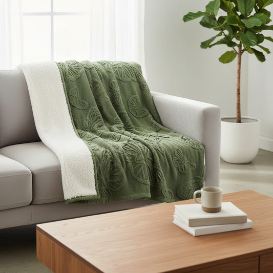 Couverture Sherpa Polyester Tricoté Douce et Contemporaine