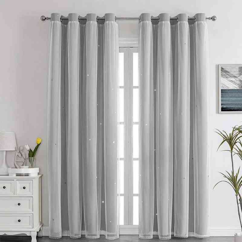 Double rideau gris et blanc - Collection luxe