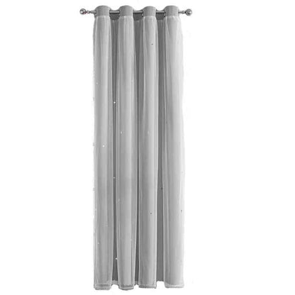 Double rideau gris et blanc - Collection de luxe