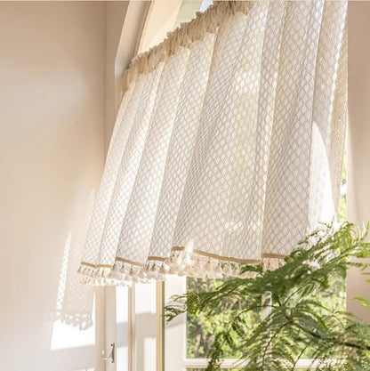 Rideau Voilage - Beige à Motif pour Cuisine
