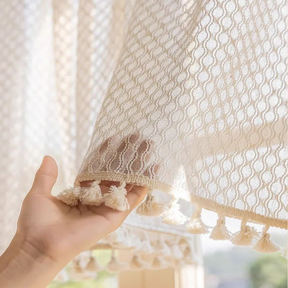 Rideau Voilage - Beige à Motif pour Cuisine