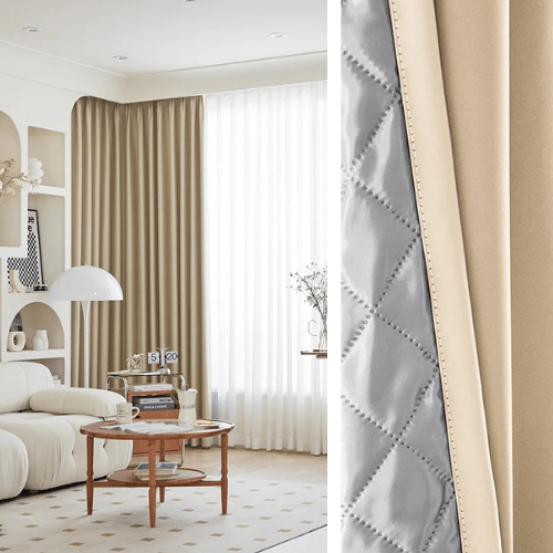 Rideau 3-en-1 phonique thermique occultant - Beige Clair