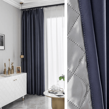 Rideau 3-en-1 phonique thermique occultant - Bleu Nuit