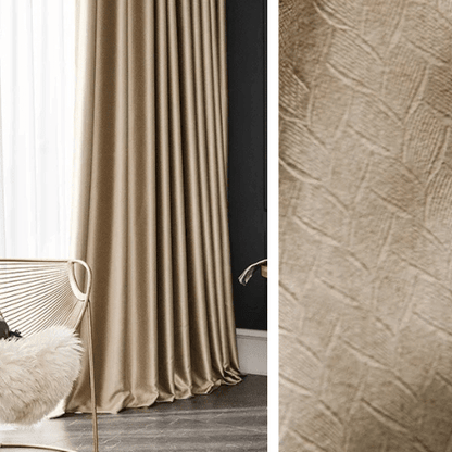 Rideau Semi Occultant Motif Géométrique - Beige