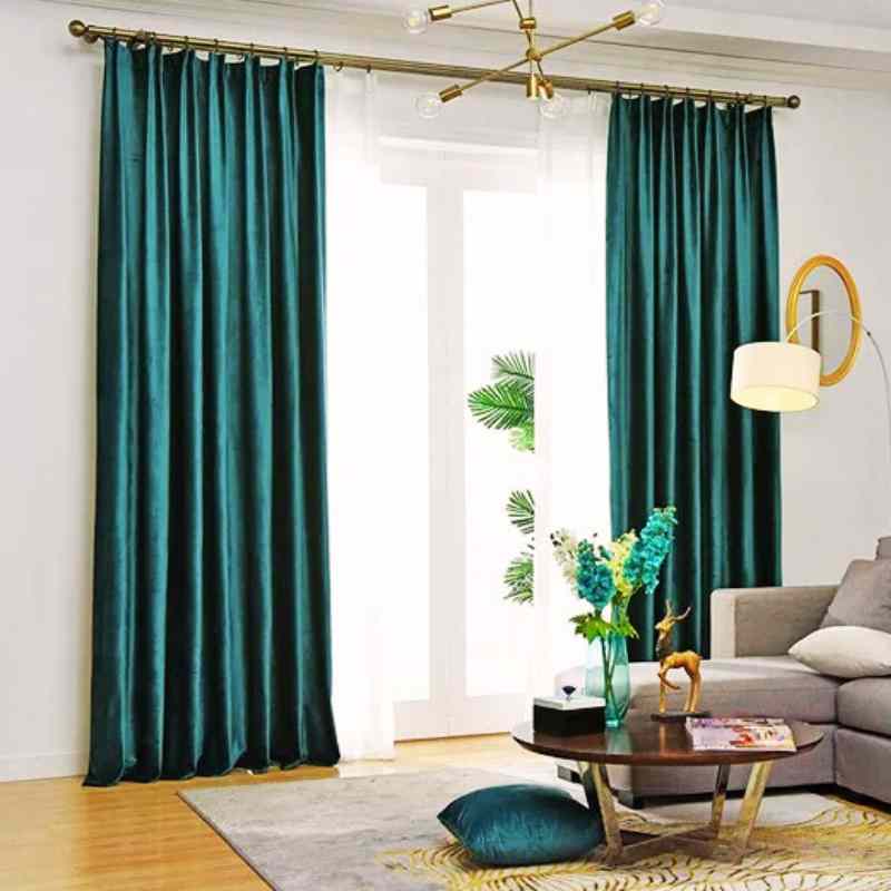 Rideau Velours Bleu Canard Prestige