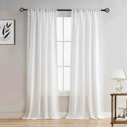 Rideau voilage blanc effet lin - Collection Linpur