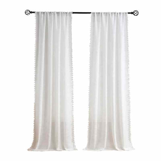 Rideau voilage blanc effet lin - Collection Linpur
