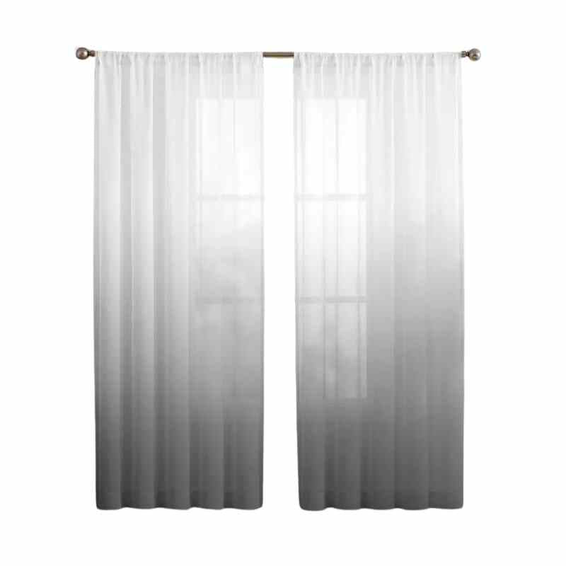 Voilage élégant gris et blanc.